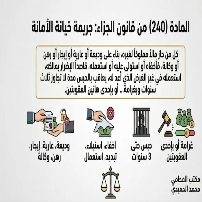 خيانة الامانة في القانون الكويتي