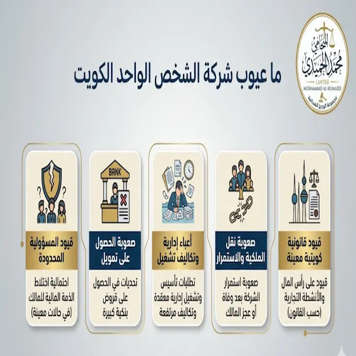 ما عيوب شركة الشخص الواحد الكويت