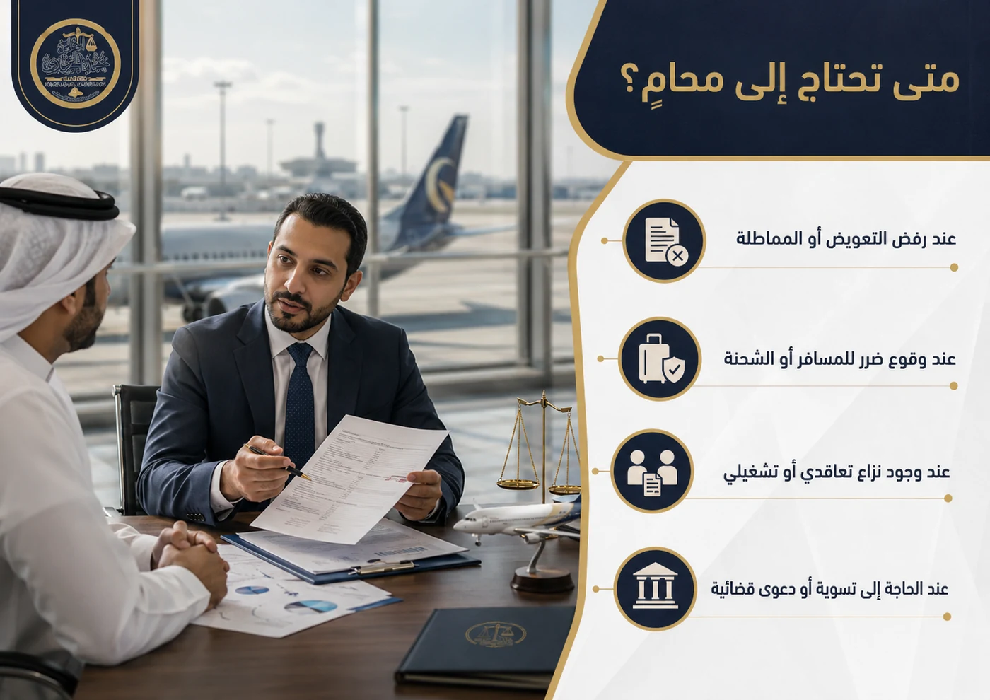 متى تحتاج إلى محامي قضايا طيران في الكويت