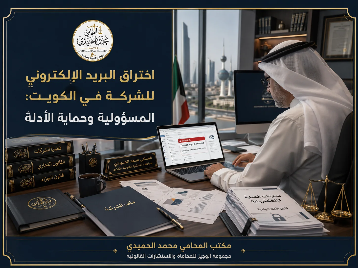 اختراق البريد الإلكتروني للشركة في الكويت: المسؤولية وحماية الأدلة