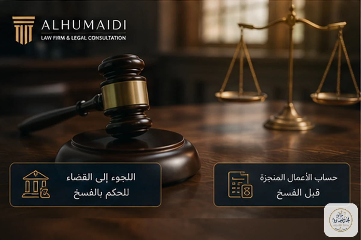 اللجوء إلى القضاء وحساب الأعمال قبل الفسخ