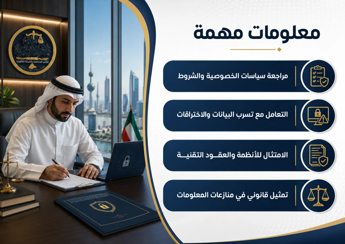 محامي قضايا حماية البيانات والخصوصية 2 مراجعة سياسات الخصوصية والتعامل مع تسرب البيانات