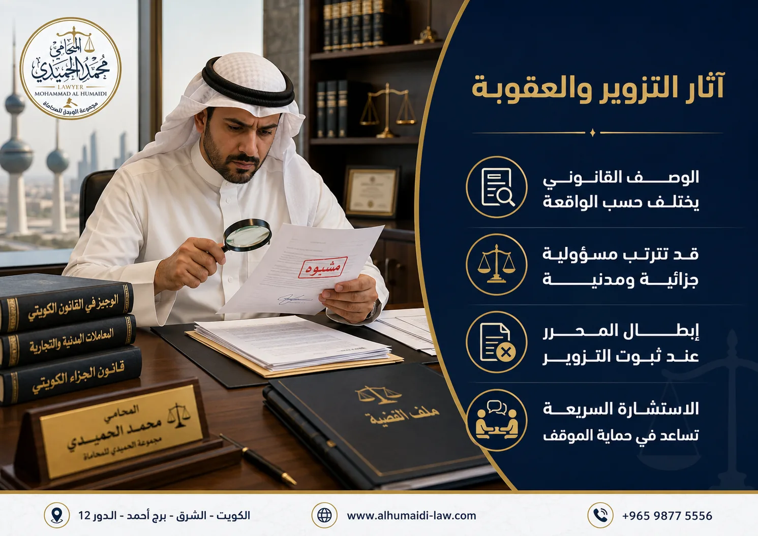عقوبة تزوير التوقيع في الكويت وكيف يثبت التزوير 3 آثار التزوير والعقوبة القانونية في الكويت