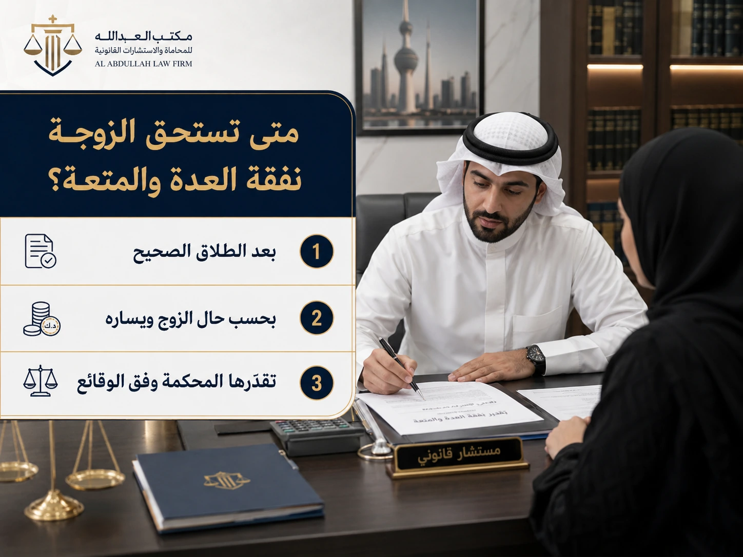 نفقة العدة والمتعة بعد الطلاق في الكويت وكيف تحسب؟ 2 متى تستحق الزوجة نفقة العدة والمتعة