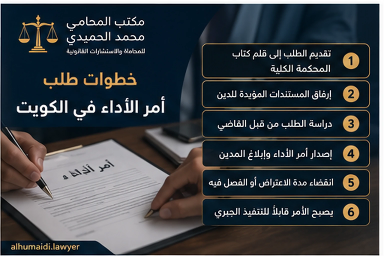 أمر الأداء في الكويت: أسرع طريق قانوني لتحصيل الدين 3 خطوات تقديم طلب أمر الأداء في الكويت