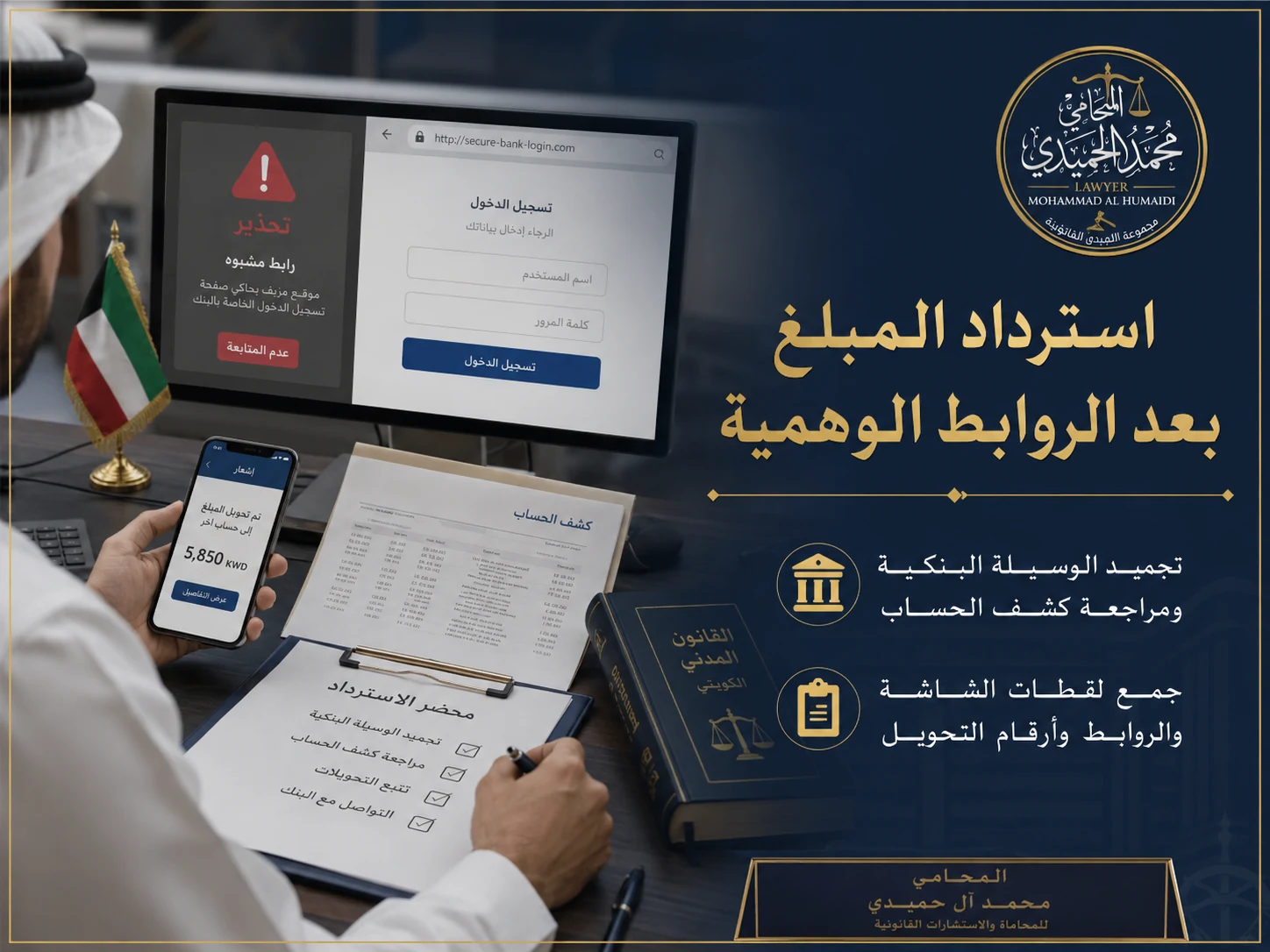 استرداد المبلغ بعد الروابط الوهمية في الكويت
