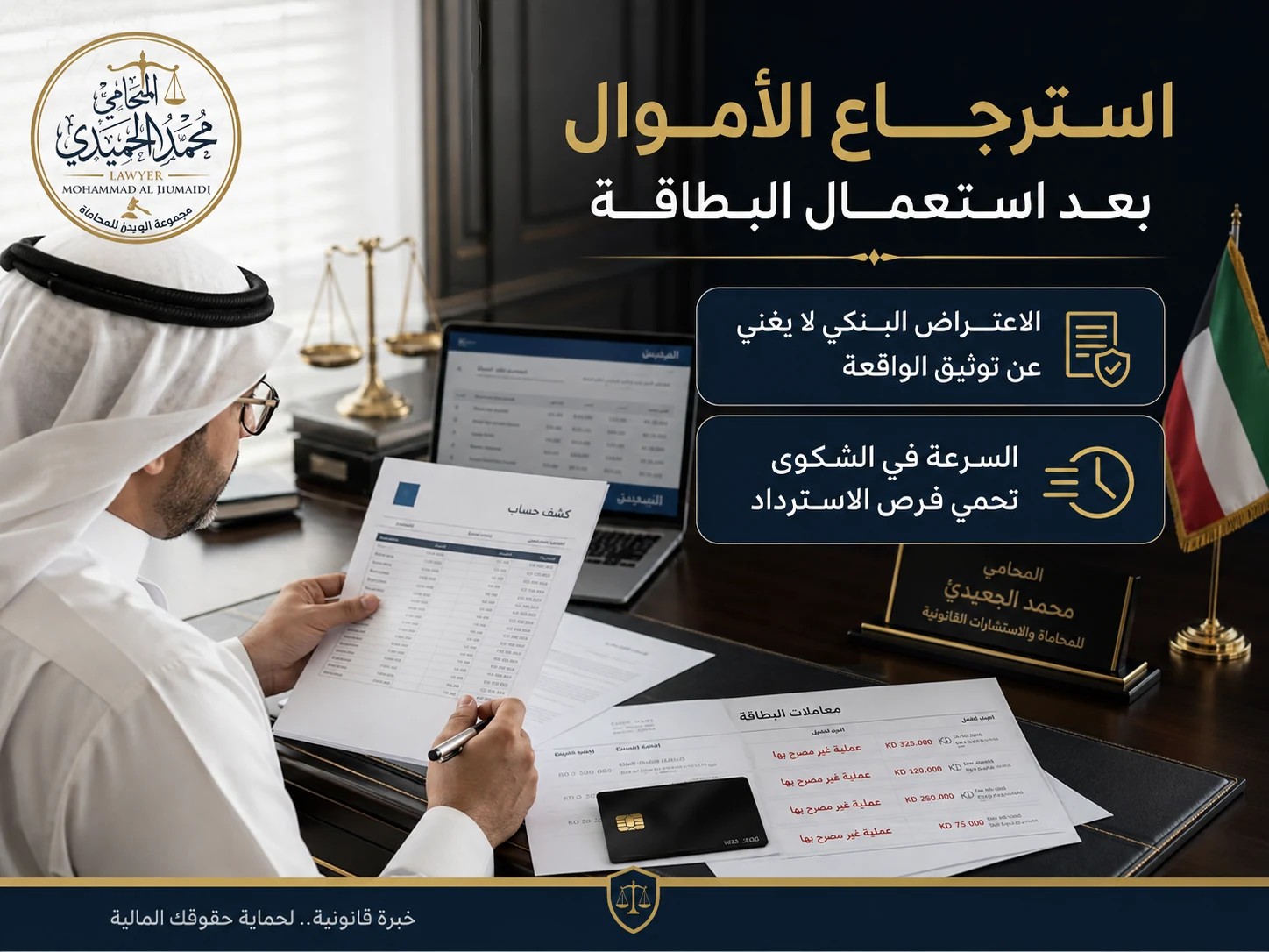 استخدام البطاقة البنكية دون إذن في الكويت: العقوبة واسترجاع الأموال 3 استرجاع الأموال بعد استعمال البطاقة دون إذن