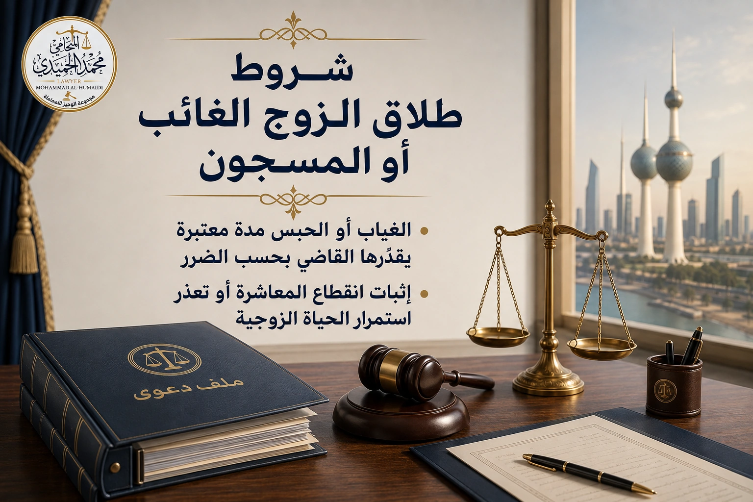 شروط طلاق الزوج الغائب أو المسجون في الكويت