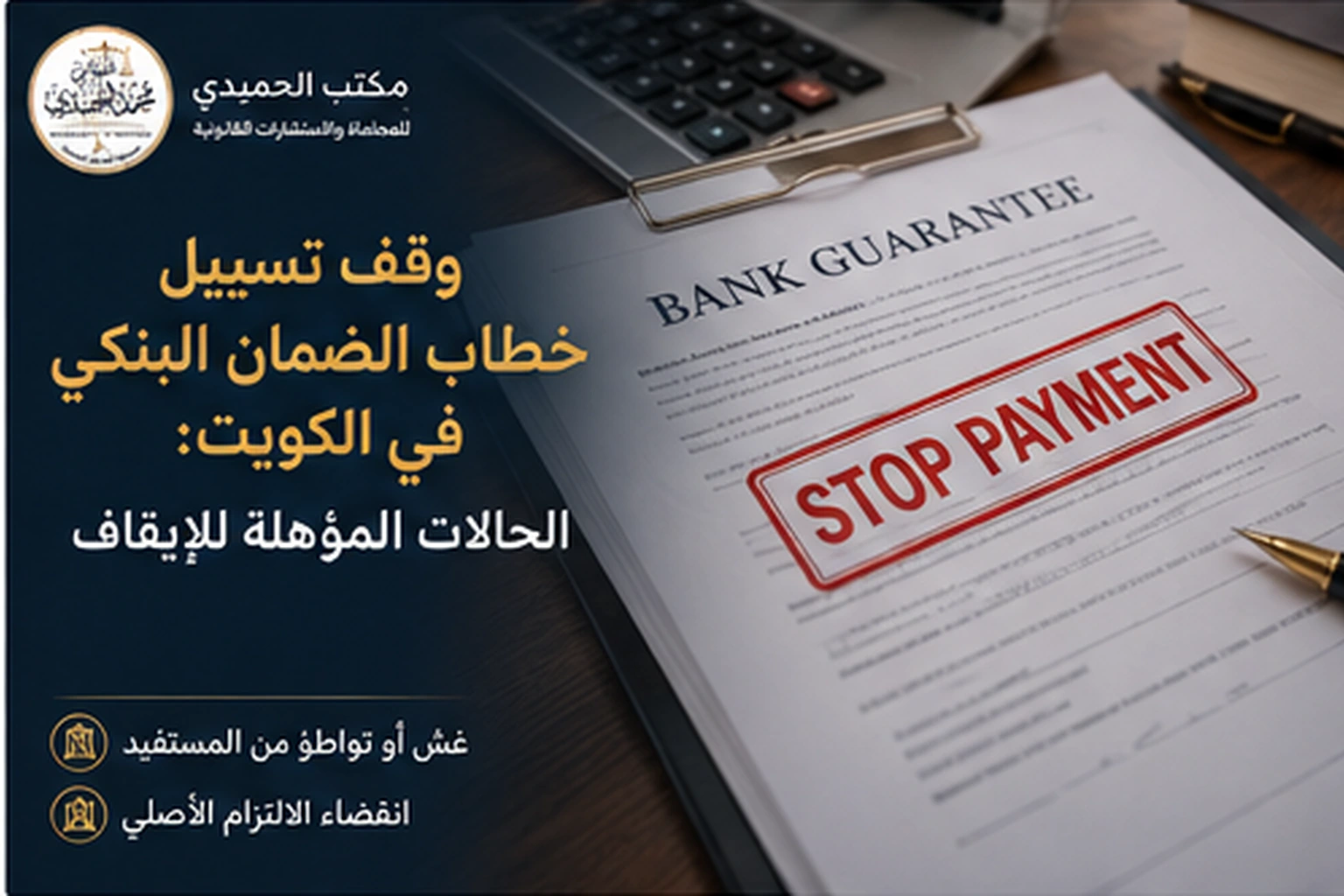 وقف تسييل خطاب الضمان البنكي في الكويت: الحالات والإجراء المستعجل