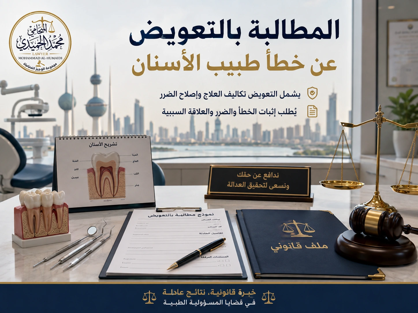 المطالبة بالتعويض عن خطأ طبيب الأسنان في الكويت
