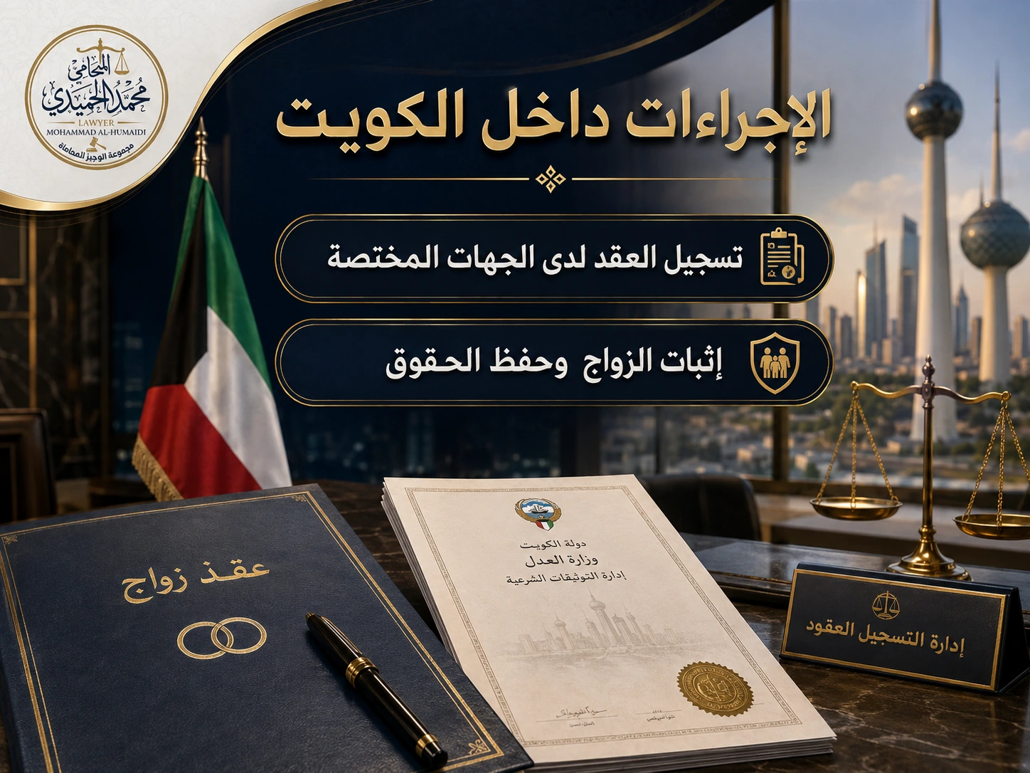 الإجراءات داخل الكويت بعد تصديق عقد الزواج الخارجي