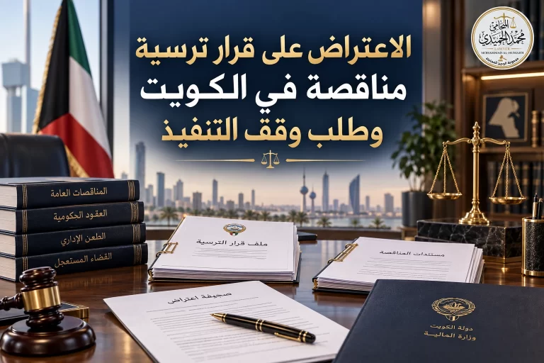 الاعتراض على قرار ترسية مناقصة في الكويت وطلب وقف التنفيذ