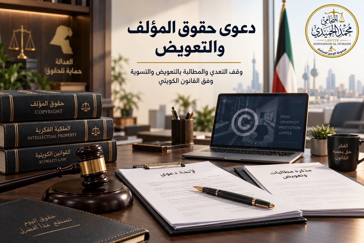 دعوى حقوق المؤلف والتعويض في الكويت