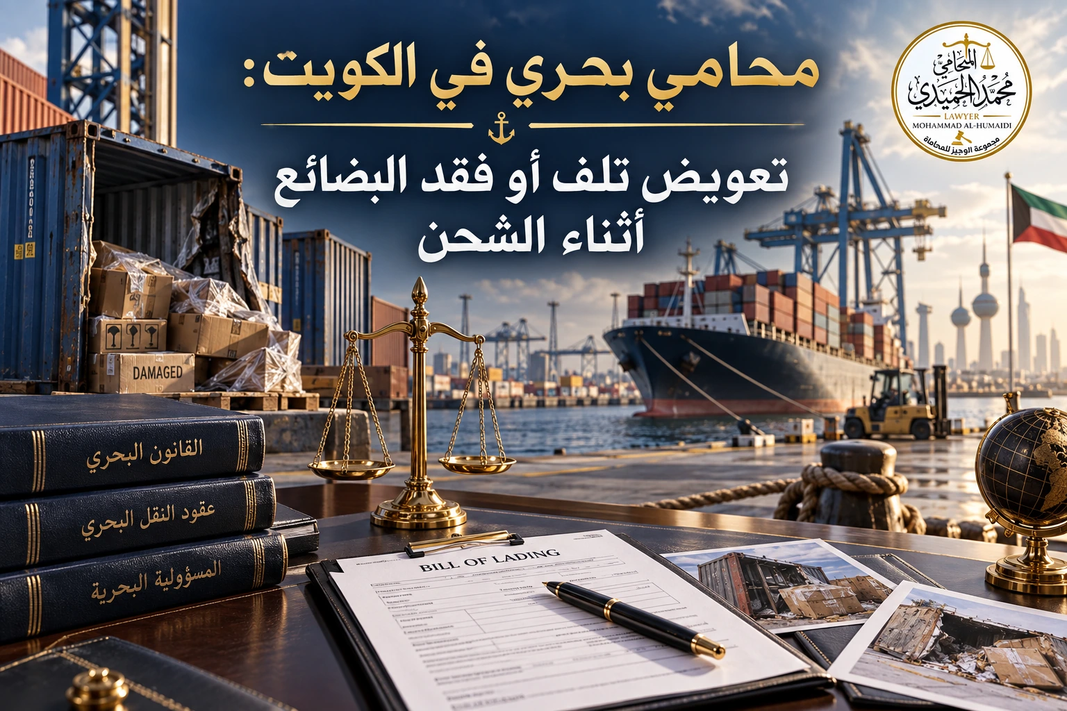 محامي بحري في الكويت: تعويض تلف أو فقد البضائع أثناء الشحن