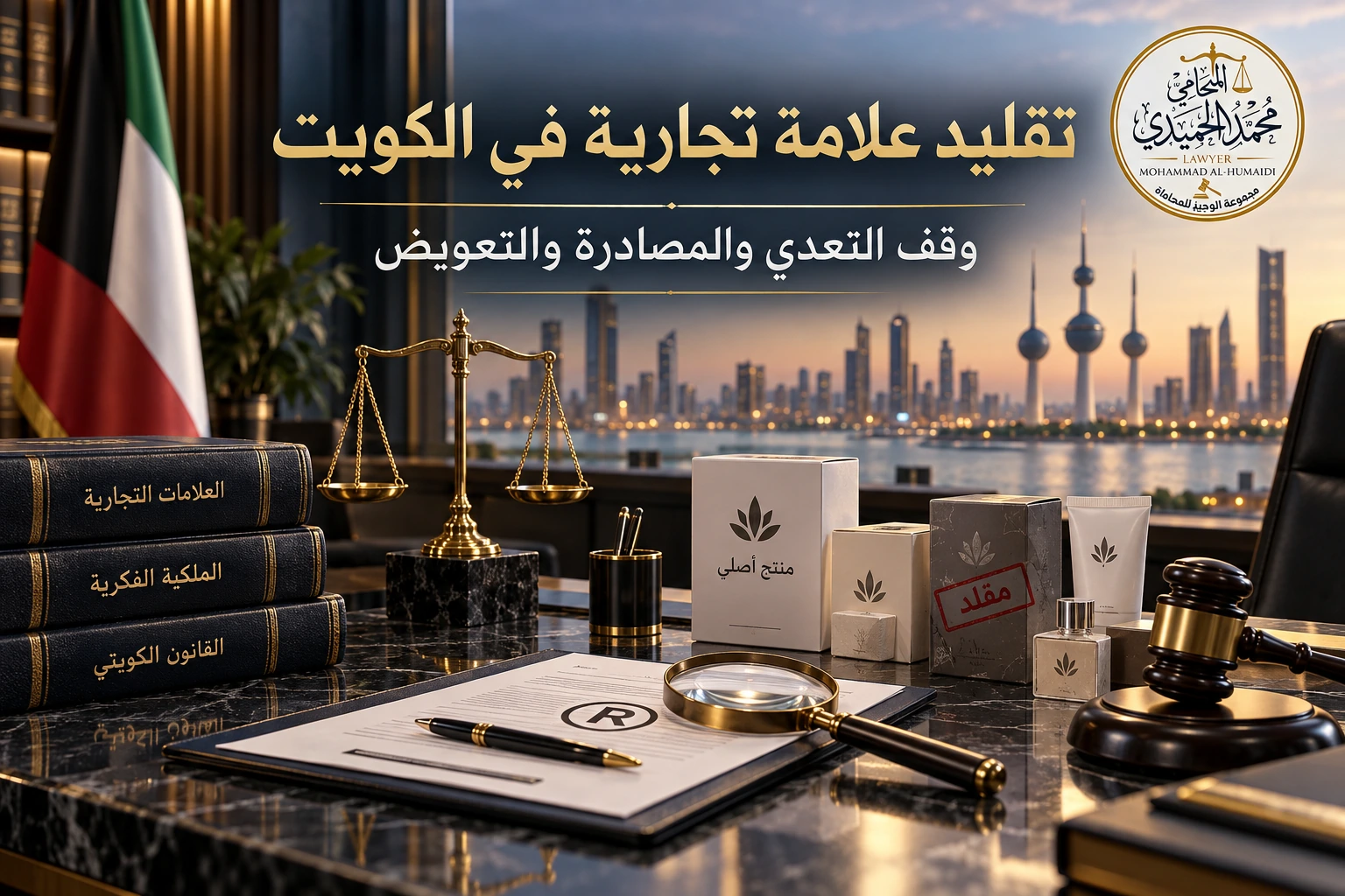 تقليد علامة تجارية في الكويت: وقف التعدي والمصادرة والتعويض